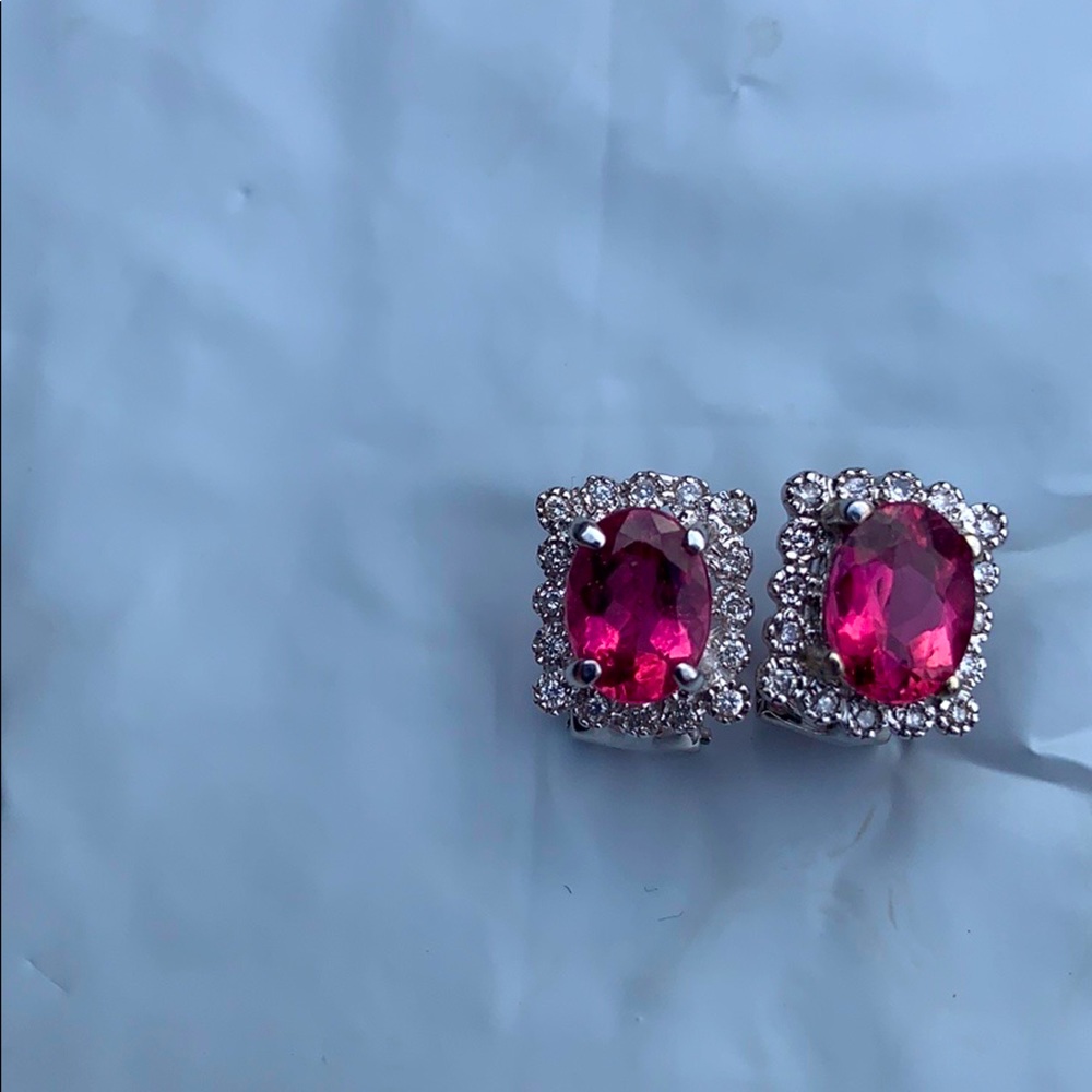 Diamond Pave Tourmaline Earrings 14Ct